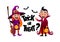 Cartoon children witch and vampire costume trick or treat background