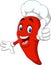 Cartoon chili pepper chef giving thumbs up