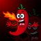 Cartoon chili pepper mascot breathing fire