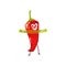 Cartoon chili pepper sportsman isolated icon.