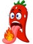 Cartoon chili pepper with a tongue burning