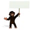 Cartoon Chimp with Blank Sign