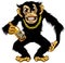 Cartoon chimp holding bottle of rum