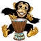 Cartoon chimp native African drummer