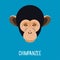 Cartoon chimpanzee monkey portrait