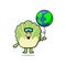 cartoon chinese cabbage float with world balloon