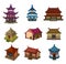 Cartoon Chinese house icon set