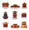 Cartoon Chinese house icon set