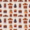 Cartoon Chinese house seamless pattern