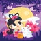 Cartoon Chinese Mid Autumn Festival Goddess Rabbit Moon Scene