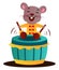 Cartoon chinese mouse playing drums vector illustration