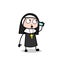 Cartoon Christian Nun Communicating on Mobile Vector