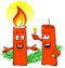 Cartoon of a Christmas candle that ignites another candle