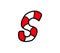 Cartoon Christmas Candy Cane Letter S