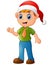 Cartoon Christmas Elf waving hands