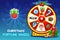 Cartoon Christmas lucky roulette, spinning fortune wheel. Vector holiday symbols icons. Game assets, GUI active, UI