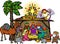 Cartoon Christmas Nativity Scene