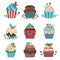 Cartoon Christmas Pastry Cupcakes Decorated
