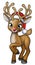 Cartoon Christmas Reindeer Wearing Santa Hat