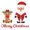 Cartoon christmas santa claus and Ñhristmas deer and christmas text