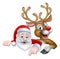 Cartoon Christmas Santa and Reindeer