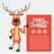 Cartoon Christmas Santas reindeer pointing at a sign