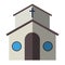 Cartoon church facade vector illustration cathedral exterior christianity architecture.