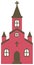 Cartoon church flat design illustration front view