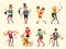 Cartoon circus characters. circus performers set