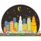 Cartoon city at night - eclips