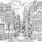 Cartoon City Street Coloring Page In Majestic Composition Style