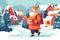 cartoon claus holiday illustration red christmas gift present winter santa. Generative AI.