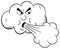 Cartoon cloud blows wind