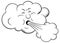 Cartoon cloud blows wind