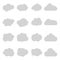 Cartoon cloud of sky on isolated background.Graphic heaven in vintage style.Flat collection of gray cloud. Set icons of cloud