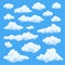 Cartoon clouds isolated on blue sky panorama vector collection