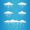 Cartoon clouds with snow falls