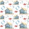 Cartoon coastal seamless pattern