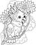 Cartoon cockatoo parrot, coloring book, funny illustration