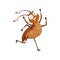 Cartoon cockroach character, happy joyful bug