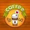 Cartoon coffee badge. coffee vector illustration