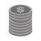 Cartoon coin pile dollar gray color