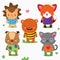 Cartoon collection of cute forest baby animals. Little deer hedgehog bear wolf fox. Use as icon sticker symbol mascot