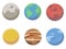 Cartoon collection of vector planets illustrations including earth, sun, mars, venus, jupiter and neptune