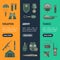 Cartoon Color Army Weapons Banner Vecrtical Set. Vector