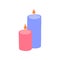 Cartoon Color Aromatherapy Concept Different Wax Candle Set. Vector