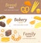 Cartoon Color Bakery Banner Card Horizontal Set. Vector