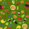 Cartoon Color Barbeque Picnic Concept Seamless Pattern Background. Vector