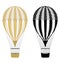 Cartoon color and black and white air balloons. Hot air balloons. Aerostat isolated on white background. Aerostat flight