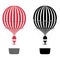 Cartoon color and black and white air balloons. Hot air balloons. Aerostat isolated on white background. Aerostat flight